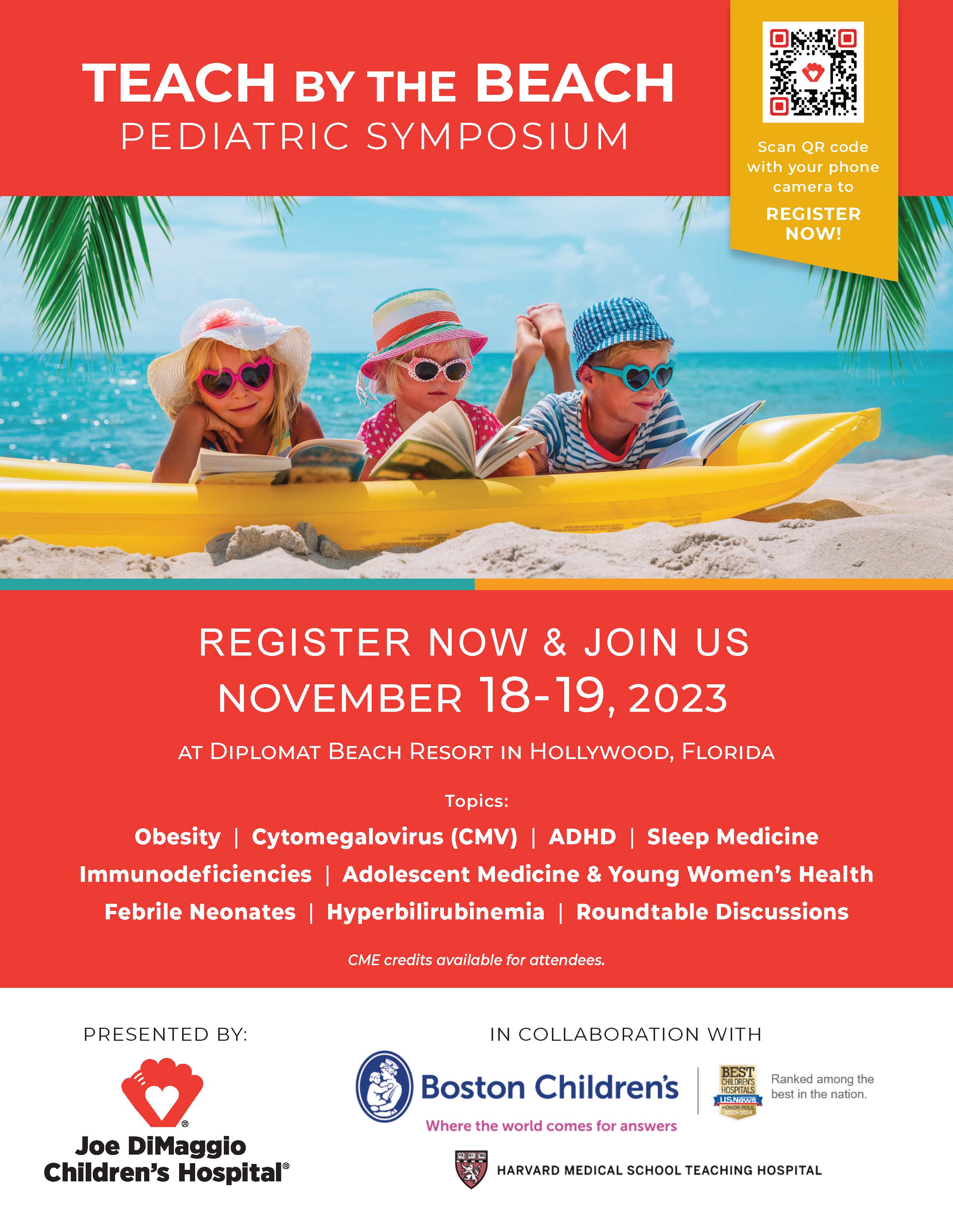 2023 Joe DiMaggio Children's Hospital & Boston Children's Hospital Pediatric Symposium Banner
